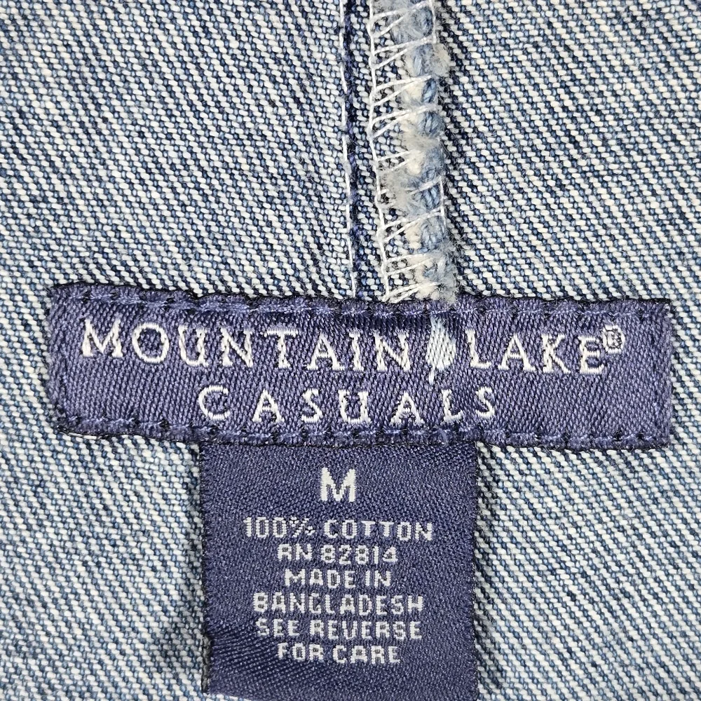 Vintage 90s Mountain Lake Casuals Patchwork Cropped Blue Jean Overalls Medium